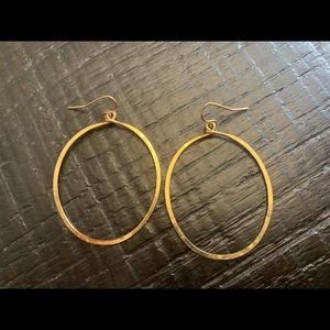 Gold dangle oval earrings